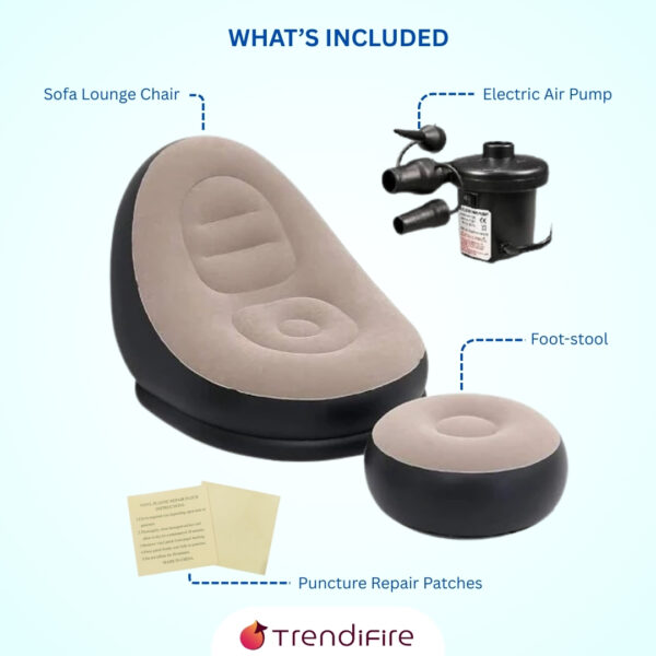 Second image of Inflatable Air Sofa Lounge Chair with Footstool – 2-Seater Leatherette, Lightweight & Portable