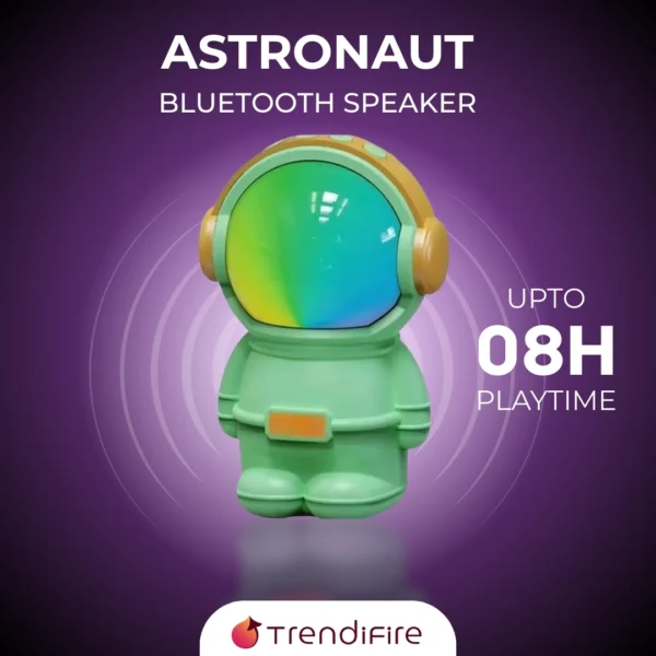 Astronaut Bluetooth Speaker – Portable Wireless 5W Speaker with Deep Bass, RGB LED Lights, 1200mAh Rechargeable Battery & Compact Design (Multicolor)